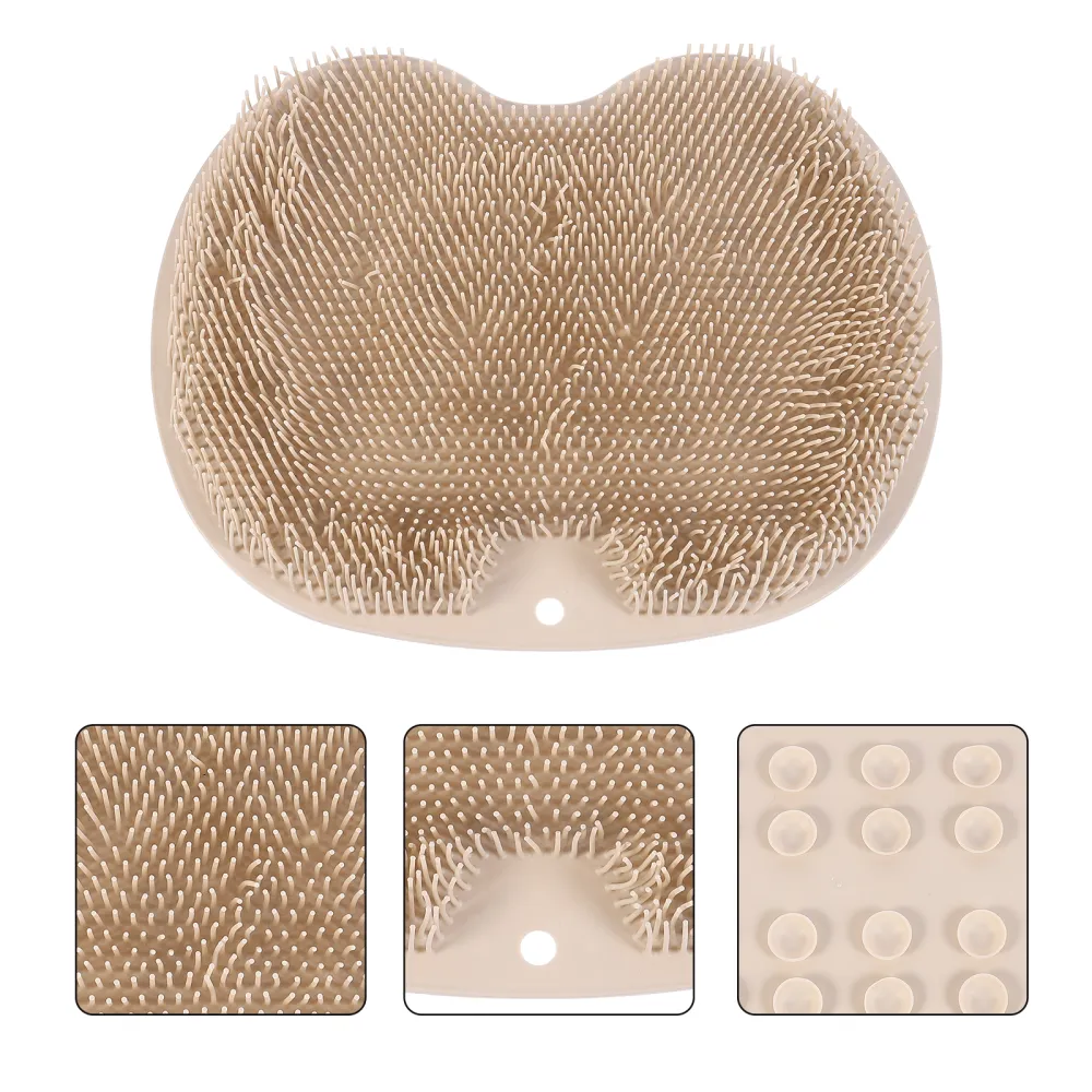 Multi-function Shower Foot Scrubber Bathroom Massager Cleaner Sucker Mat (Brown)