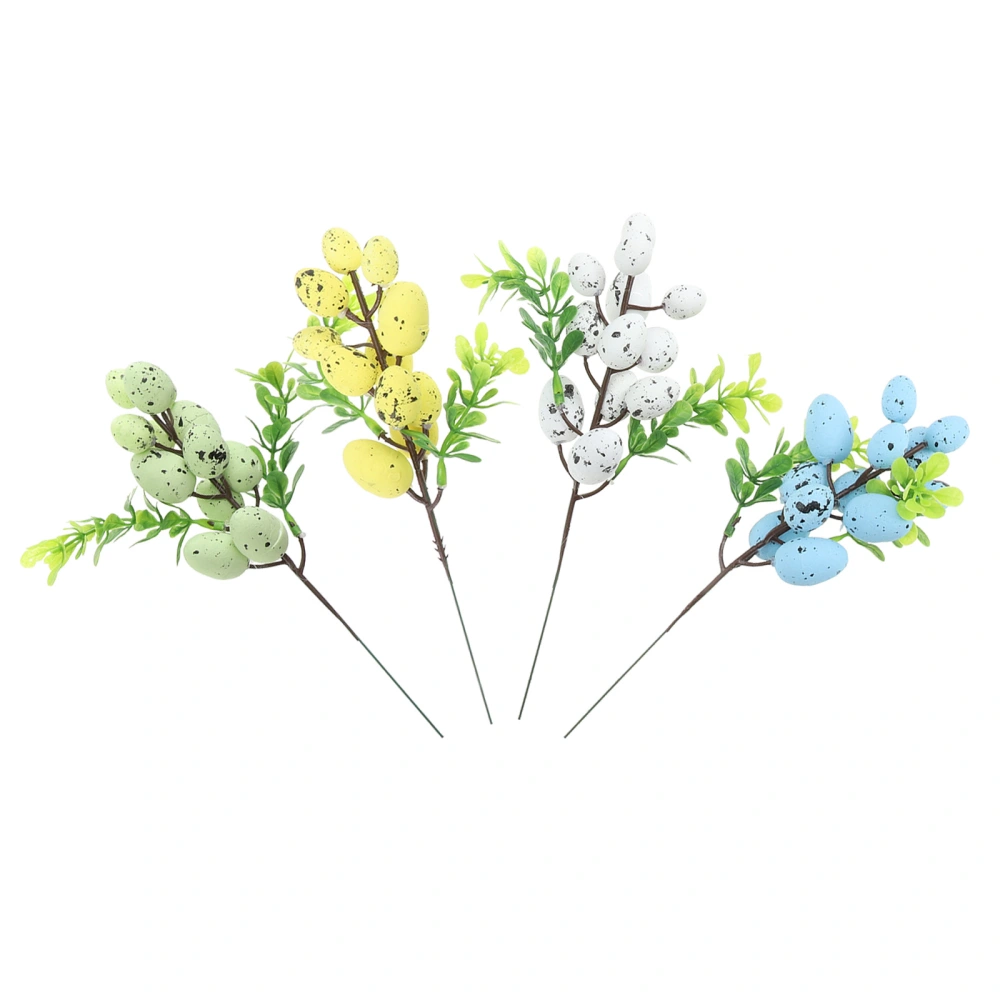 4pcs Easter Eggs Branches Easter Garden Yard Decors Fake Easter Egg Props