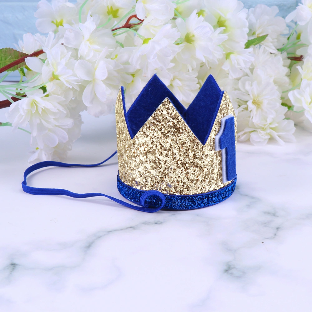 1st Birthday Crown Kids Birthday Party Crown Blue 1 Number Printing Headdress Tiara Party Supplies