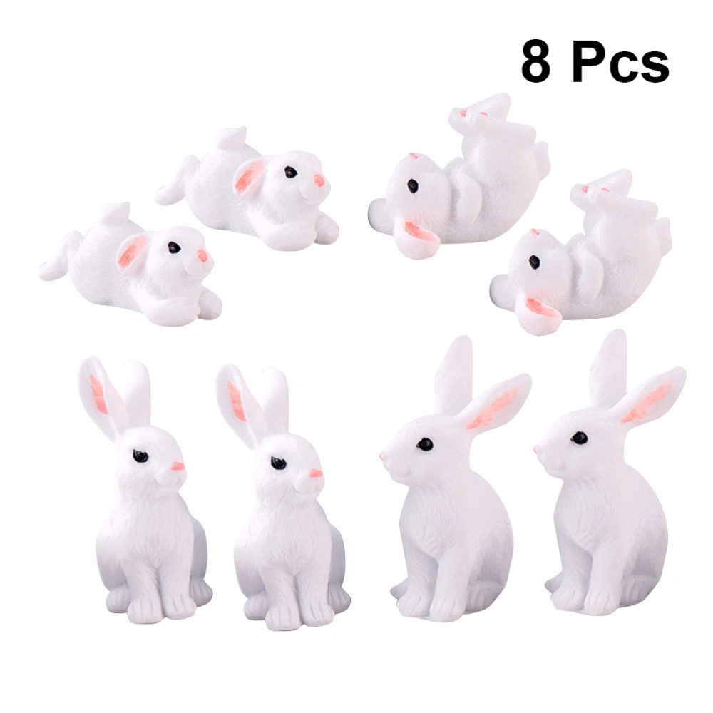 8PCS Resin Mini Rabbit Adornment Micro Landscape Ornament Rabbit Craft Decoration (At Least 3 Assorted Styles)