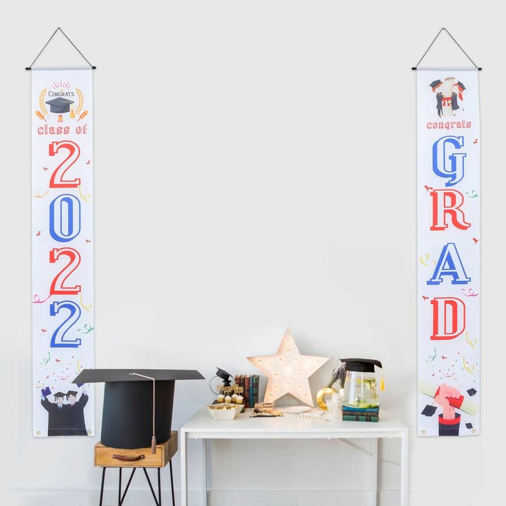 1Pair Graduation Couplet Door Curtain Home Door Hanging Banner Chic Door Decor