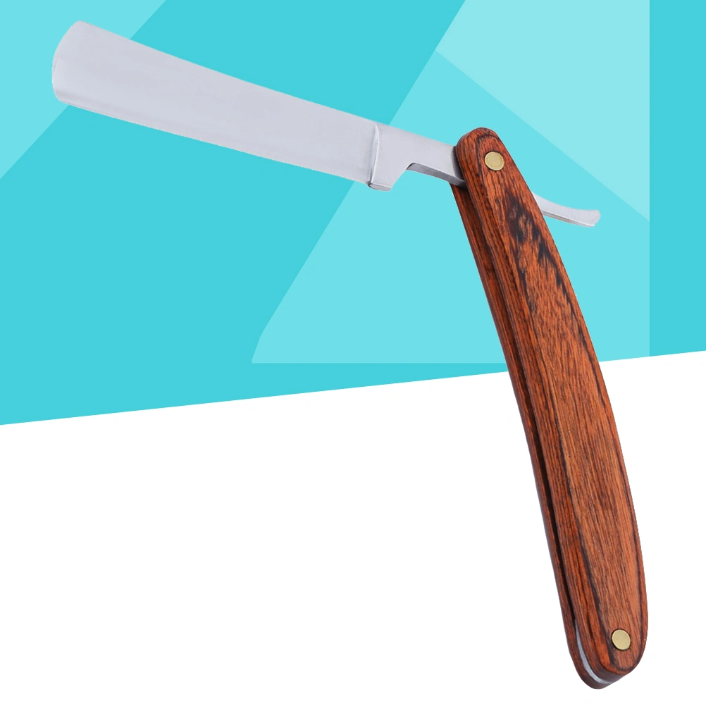 Classic Steel Straight Salon Barber Shaving Razor Shaver Wood Handle