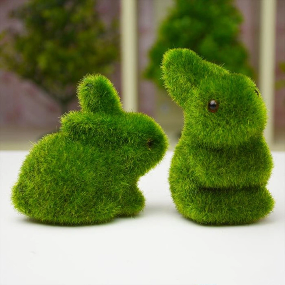 1pc Simulation Rabbit Imitation Moss Rabbit Hair Planting Imitation Rabbit for Home Decoration (Green)