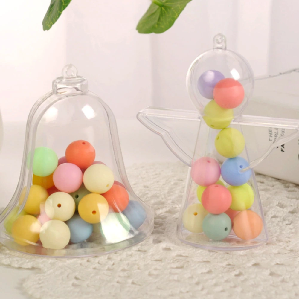 6Pcs Candy Boxes Christmas Storage Box Bell Shaped Container (Transparent)