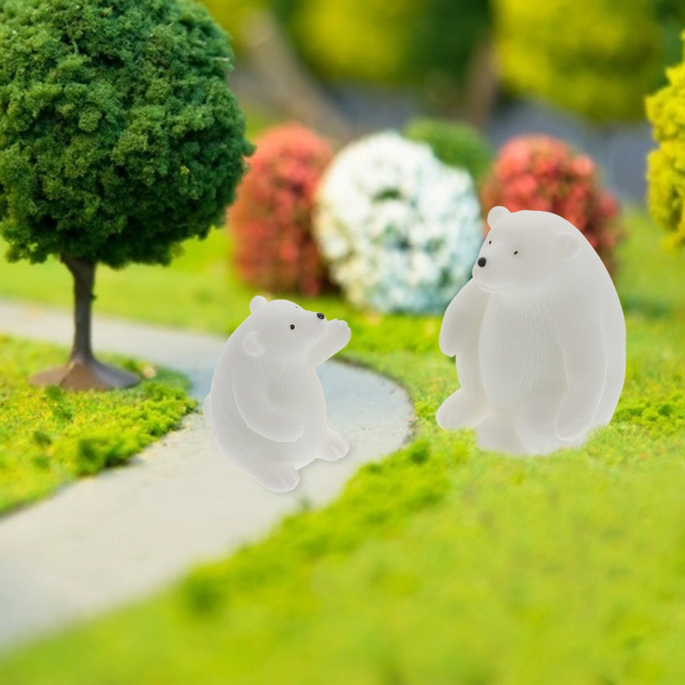 8Pcs Micro-landscape Adornments White Bear Decorations Garden Bonsai Ornaments