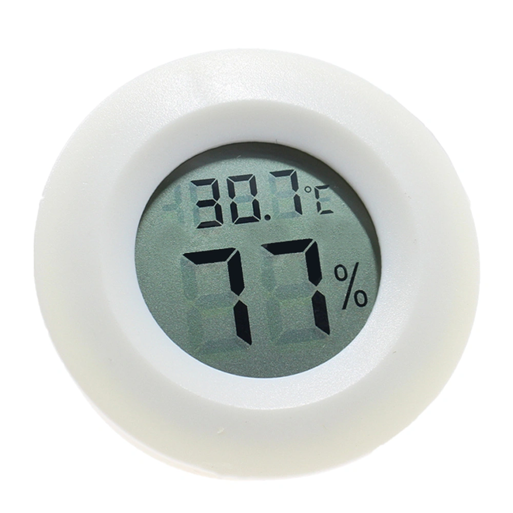 Reptile Box Thermometer Hygrometer Round Shaped Digital Temperature Humidity Meter for Indoor Bedroom Home (White)