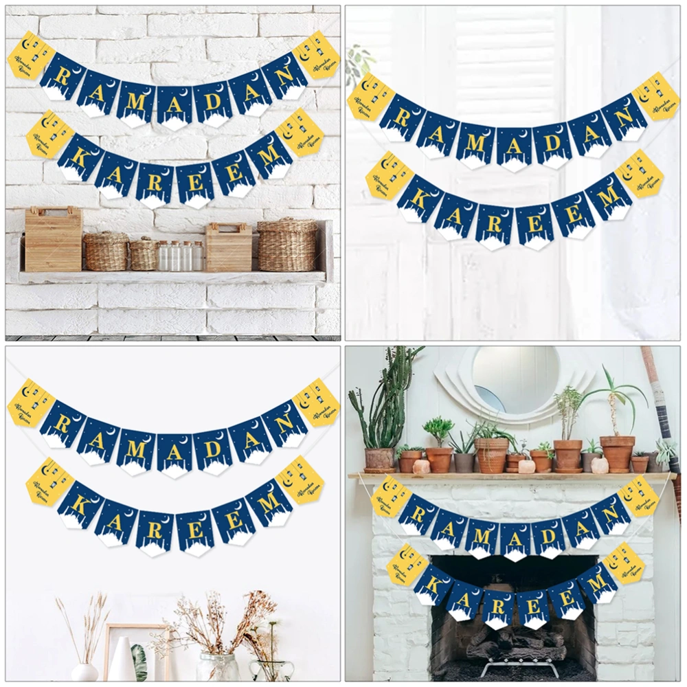 1 Set Ramadan Banners Buntings Eid Mubarak Hanging Flags Party Favor Decor