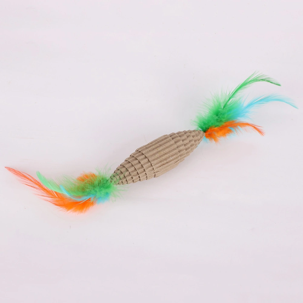 Cat Toy Corrugated Paper Feather Toy Fun Colorful Pet Toy Claw Grinding Toy Kitten Supplies (Football Shape)