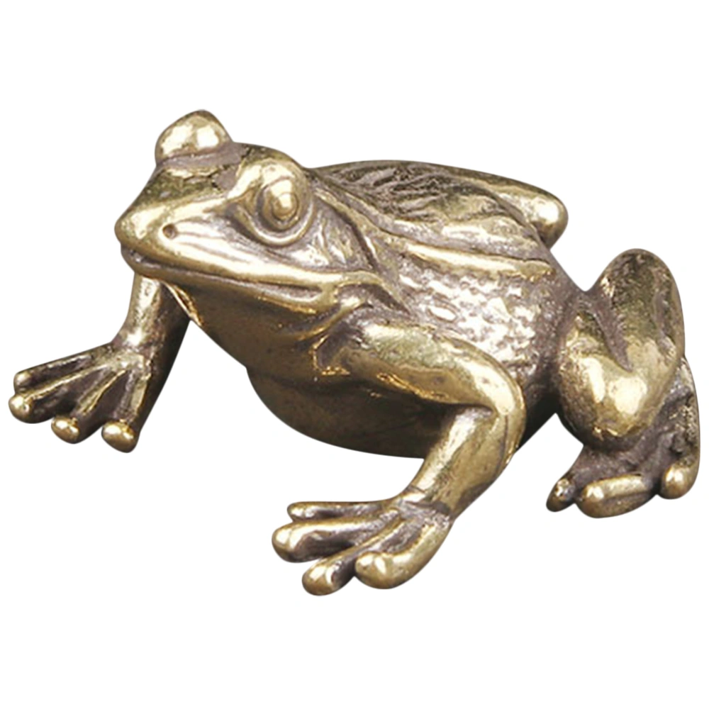 Brass Frog Desktop Ornament Retro Small Cute Frog Figurine Brass Animal Tea Pet for Home Decor