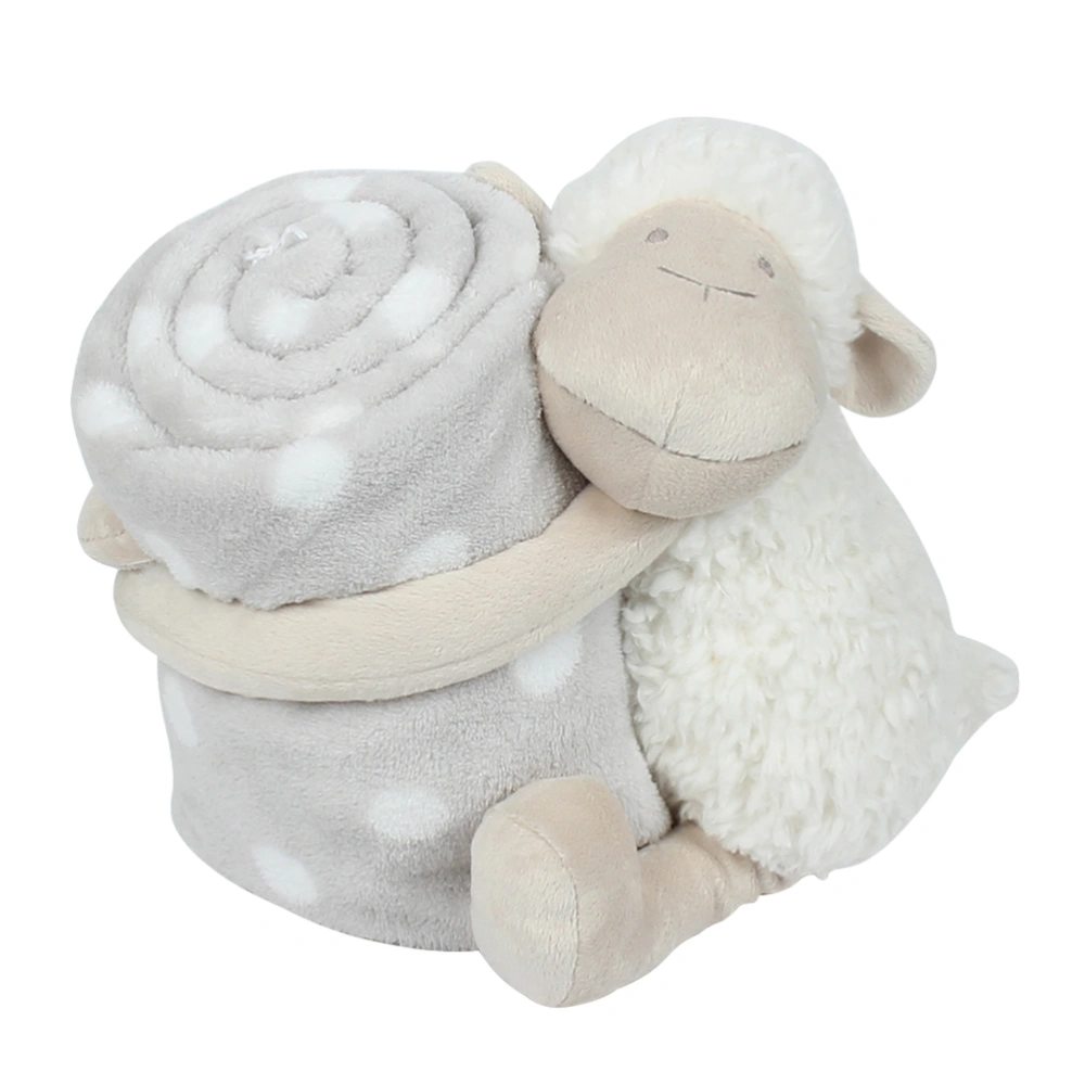 Stuffed Animal Funny Sheep Toy Holding a Blanket Pillow for Kids Toddler