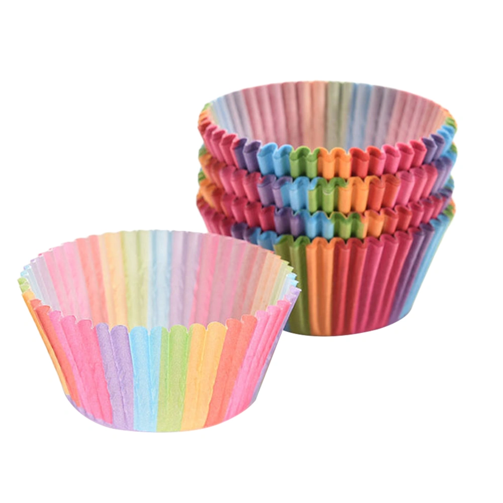 100 pcs Rainbow Color Cupcake Liner Cupcake Paper Baking Cup Muffin Cases Cake Mold Small Cake Box Cup Tray Decorating Tools