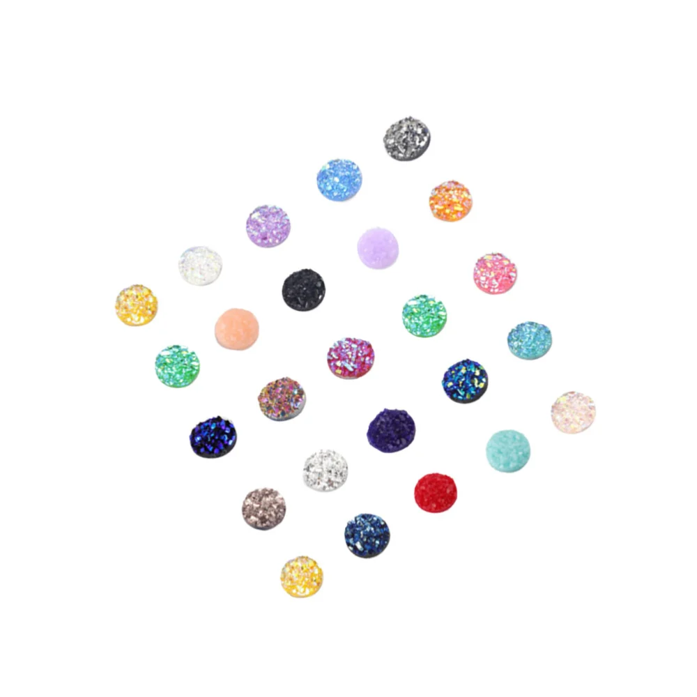 200pcs 8mm Round Resin Patch Flat Back Rhinestone Mixed Shinny Color Accessories for Jewelry Earrings Bracelet Making DIY Crafts (Mixed Color)