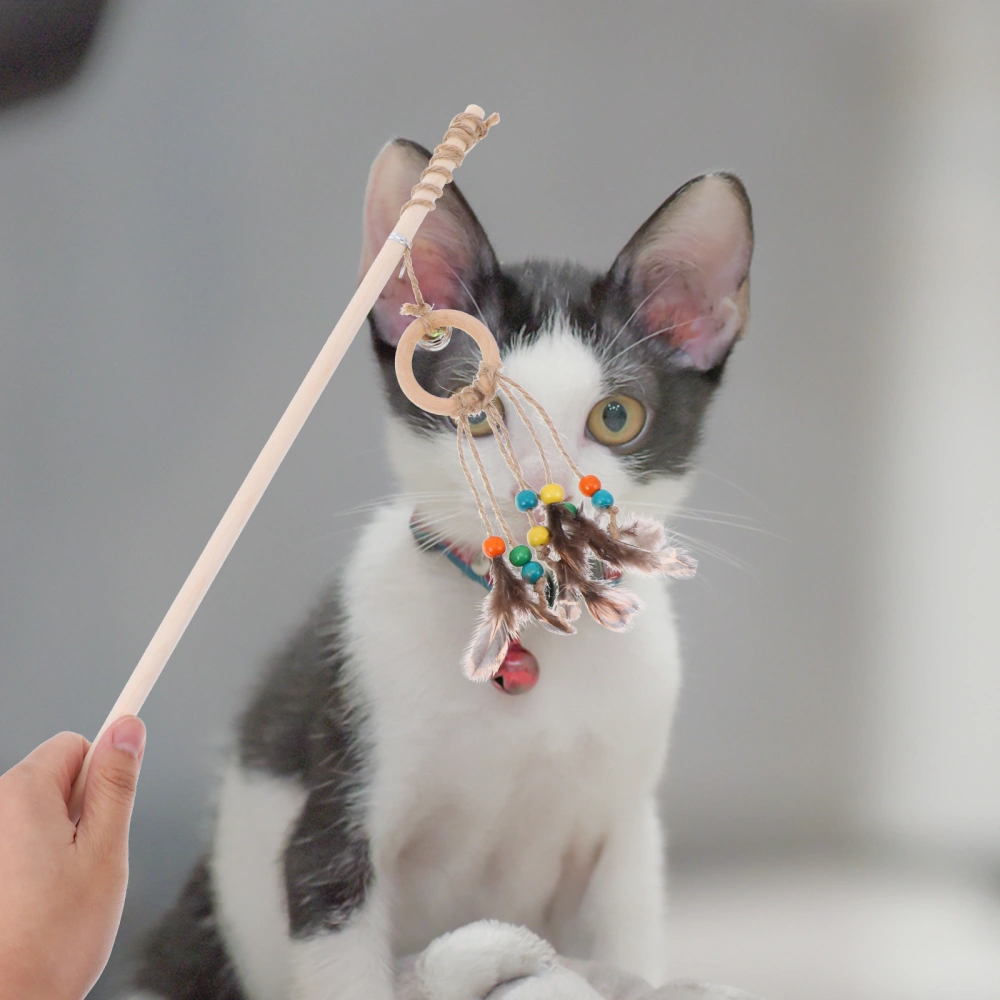 Feather Cat Toy Interactive Teaser Stick Kitten Cat Teaser Interactive Toy Rod