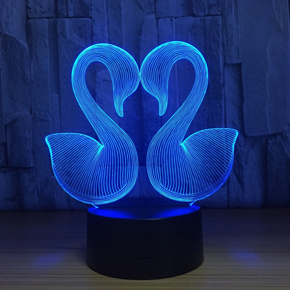 3D Lamp Visual Light Touch Switch Colorful Night Light Decorative Lamp for Home Office (Swan)