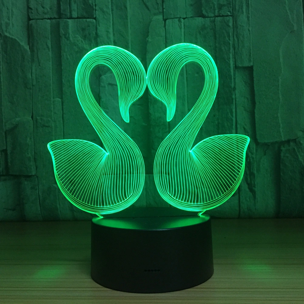 3D Lamp Visual Light Touch Switch Colorful Night Light Decorative Lamp for Home Office (Swan)