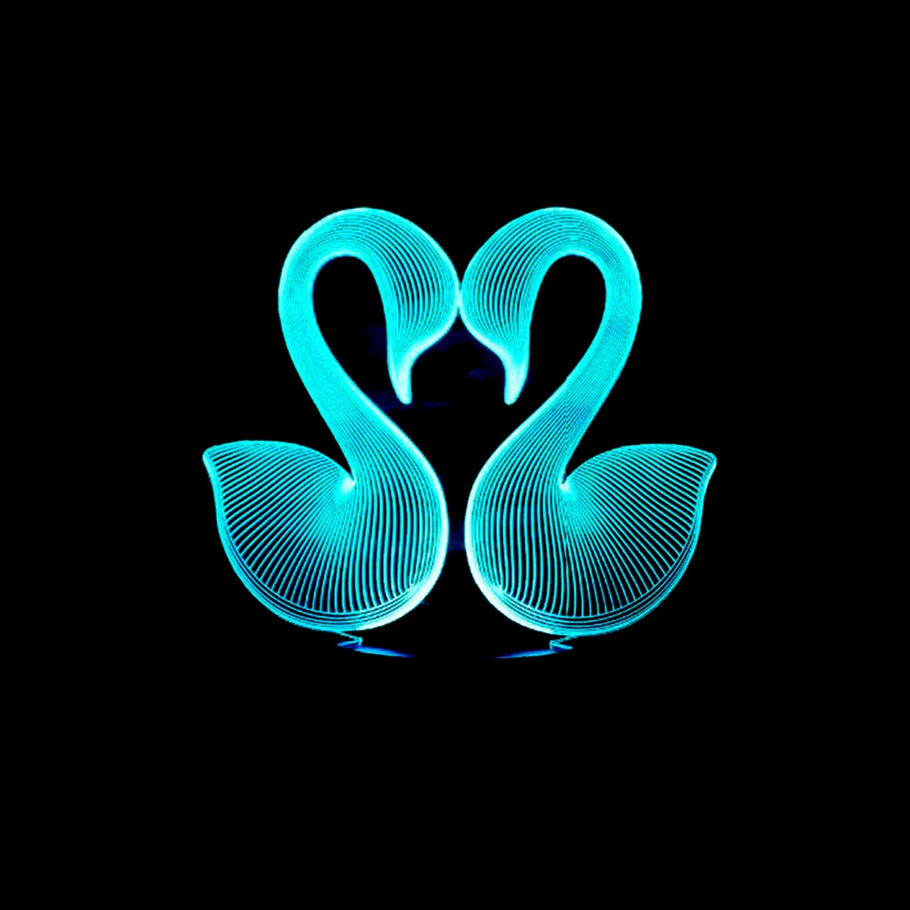 3D Lamp Visual Light Touch Switch Colorful Night Light Decorative Lamp for Home Office (Swan)