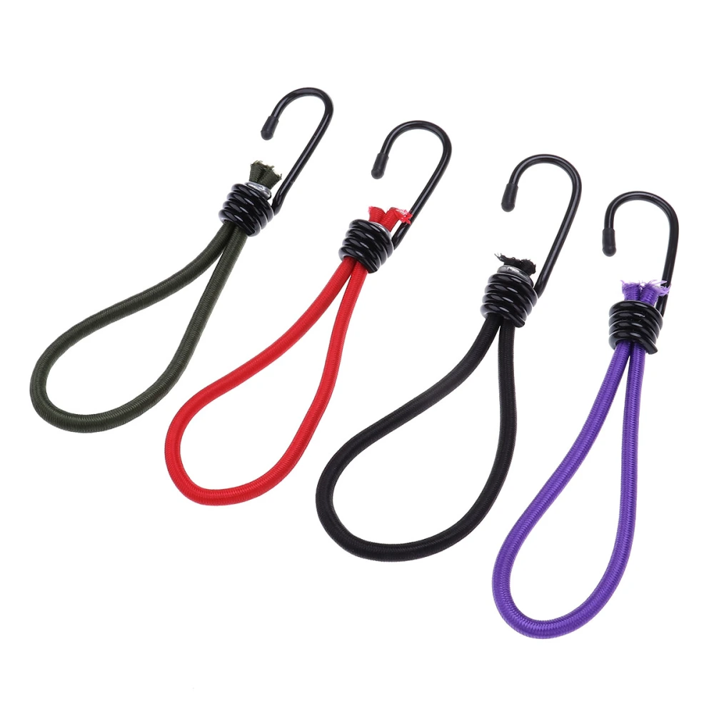 4pcs 19cm High Strength Bungee Cord Cables Elastic Rope With Hook for Tent Outdoor (Random Color)