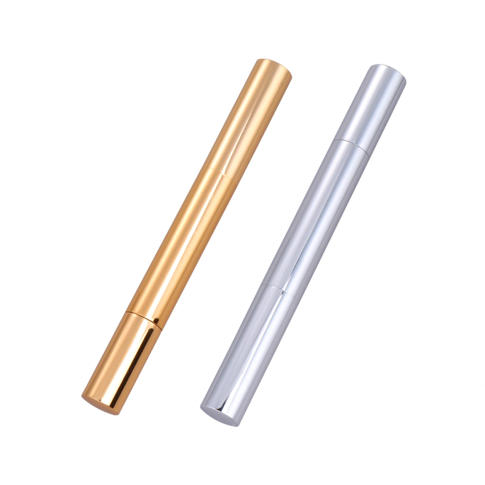 2pcs 3ml Aluminum Tube Lip Gloss Pens Empty Nail Polish Applicators Cosmetic Container (Golden+Silver)