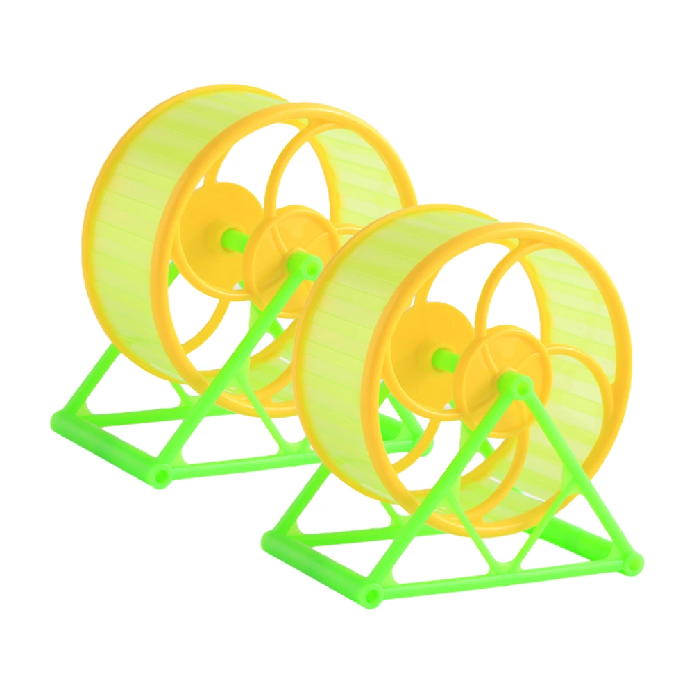 2PCS Hamster Running Exercise Wheel with Base Pets Jogging Wheel Hamster Sports Toys (Random Color)