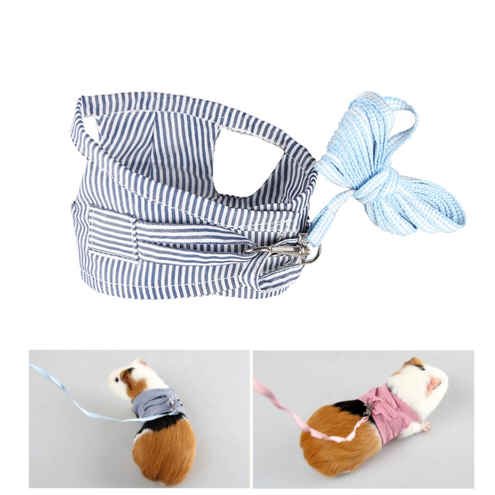 Small Pet Chest Strap Leash Clothing Pet Pulling Rope Harness for Hedgehog Guinea Pig (Blue Size L)