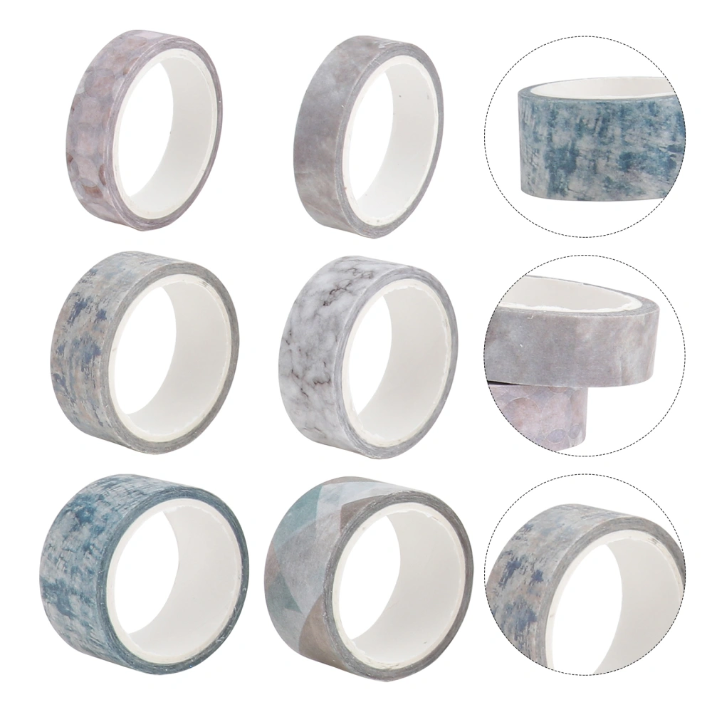 1 Box of 6 Rolls Boxed Basic Style Washi Tape Hand Account Decorative Tape