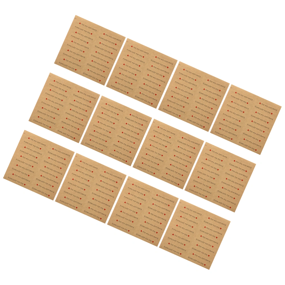 1000pcs Letter Printing Sealing Label Red Heart Kraft Paper Self-Adhesive Sealing Stickers Creative Gift Bag Favor Decals Box Packing Supplies Decoration fot Valentines Day (20pcs in 1 Sheet)