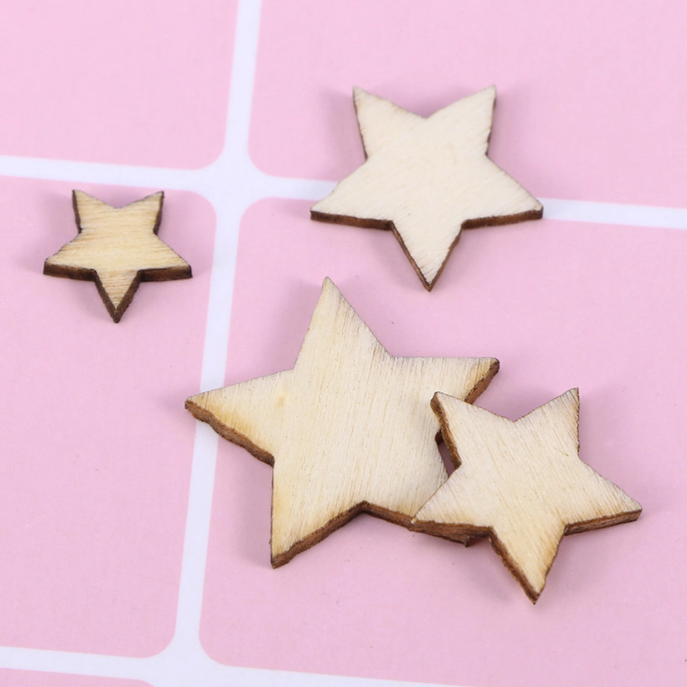 100pcs Mixed Size Wooden Pentagram Craft Embellishments Wood Ornament for DIY Art Wedding Decoration(10mm+12mm+15mm+20mm, Assorted Size)