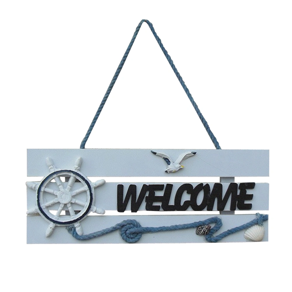 Mediterranean Style Welcome Hanging Sign Hanger Wooden Welcome Plaques Hanging for Door Ornmanet