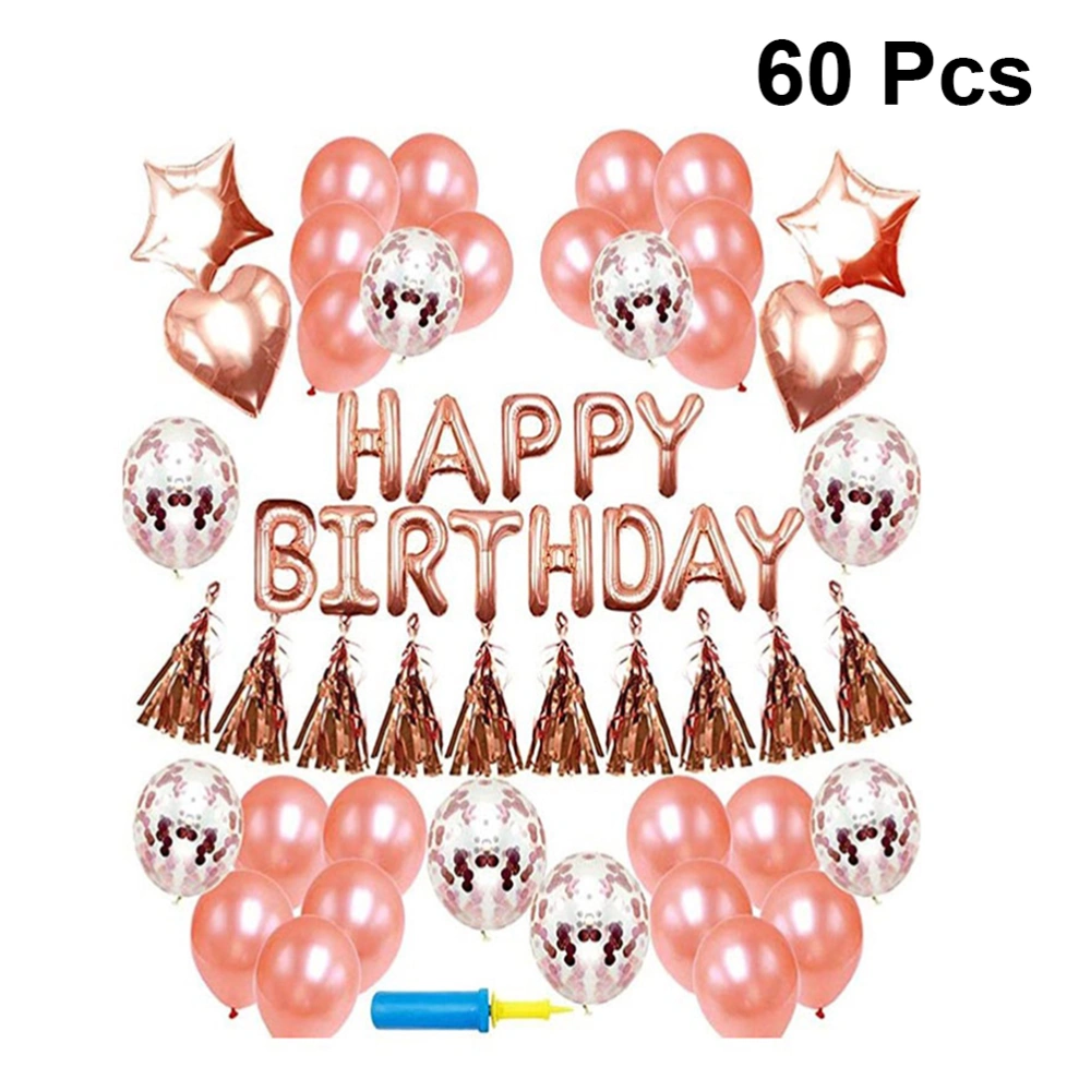 1 Set of Decorative Balloons Letters Aluminum Foil Balloons Sequins Balloons Latex Balloons Tassel Kit