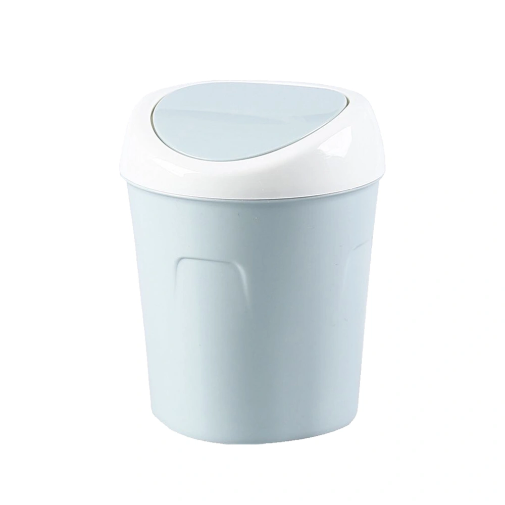 1PC Desktop Trash Can with Lid Mini Home Living Room Desk with Flip-top Trash Can Rubbish Container (Blue)