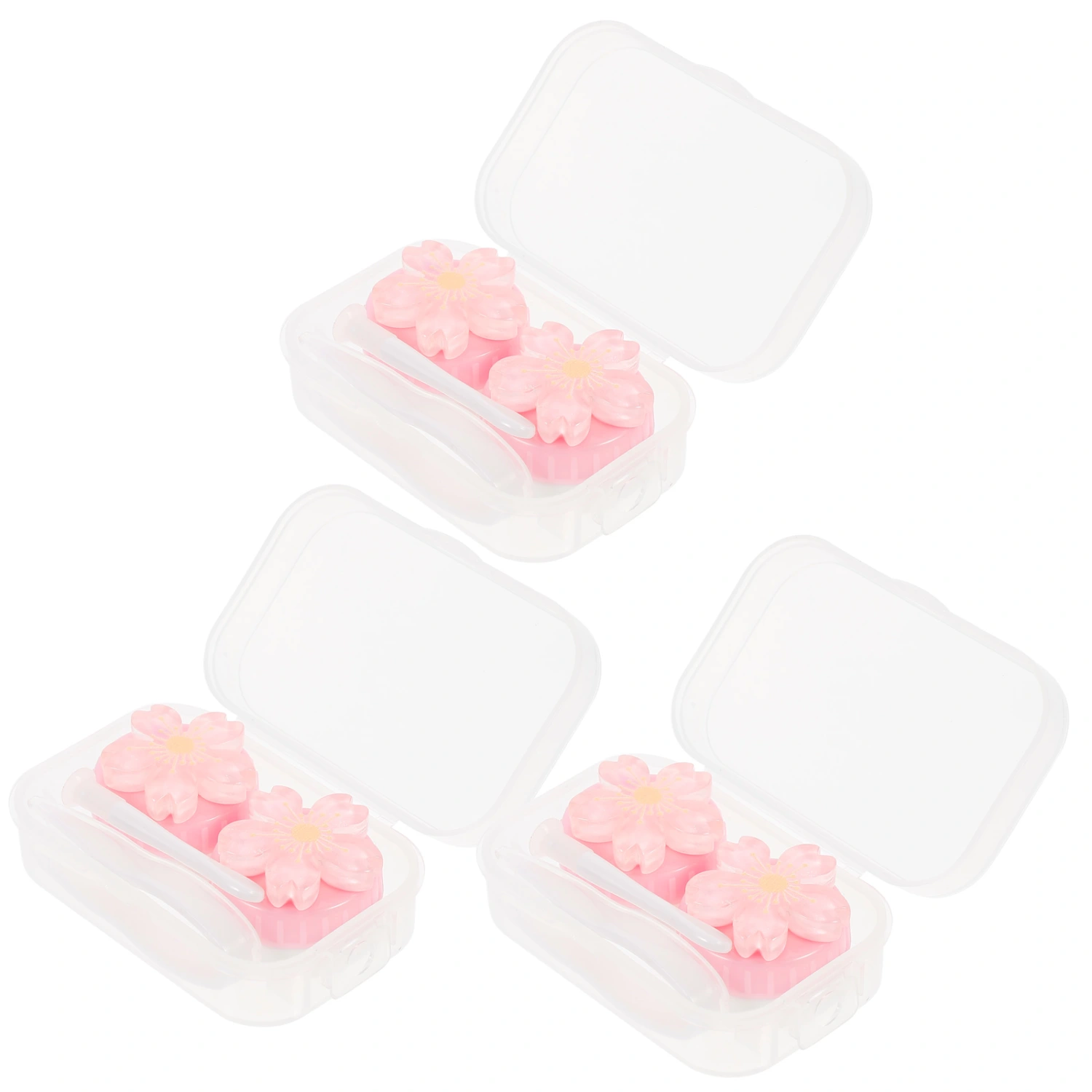 3pcs Contacts Lens Cases Plastic Eye Care Cases Waterproof Storage Boxes