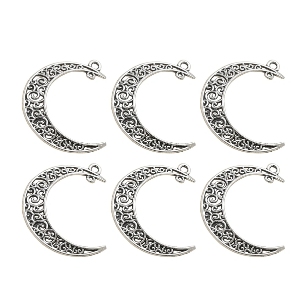 20pcs Alloy Hollow out Moon Pendants Charms DIY Jewelry Making Accessory for Necklace Bracelet (Antique Silver)