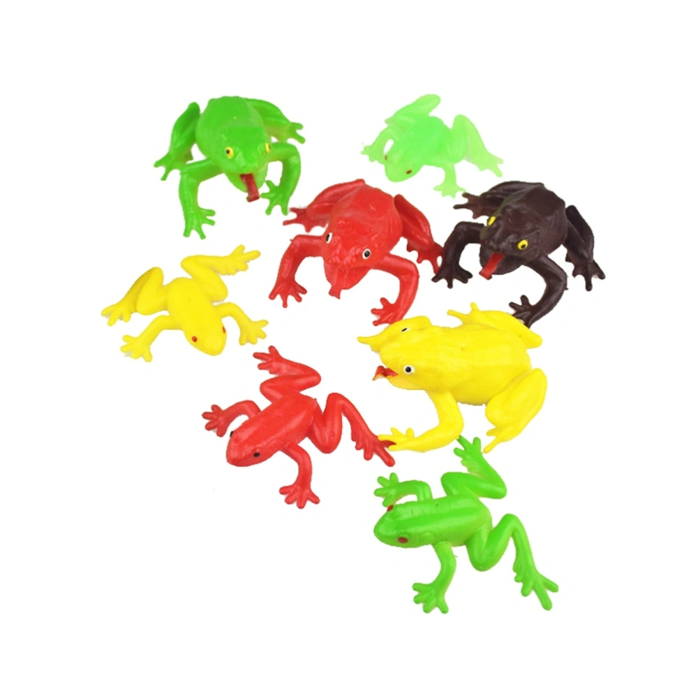 8pcs Simulation Frogs Plastic Trick Props for Halloween April Fool's Day Mischief (Random Color 4 Size L and 4 Size S Frog)