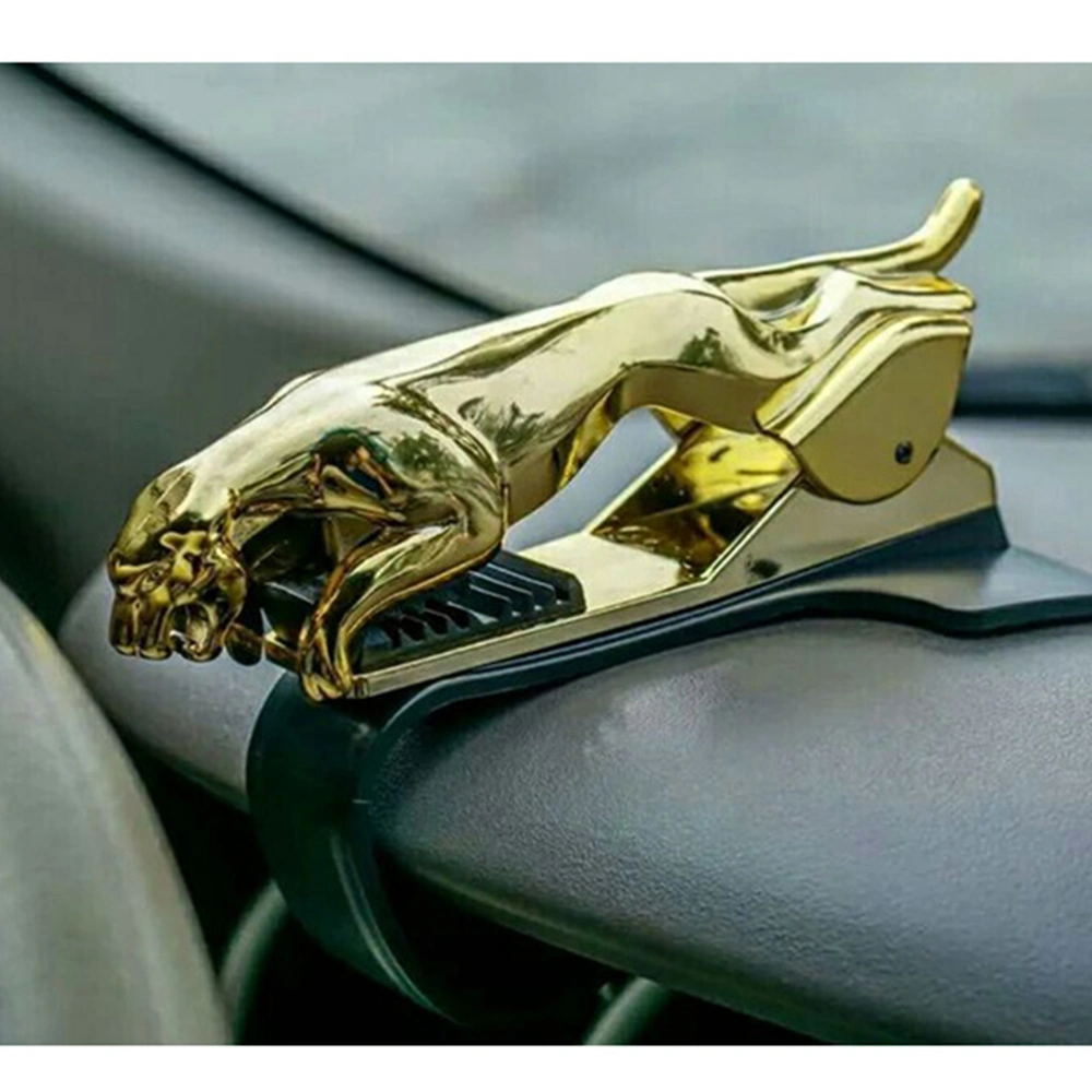 Leopard Car Phone Stand Creative Funny Car Gps Mobile Phone Holder Clip for Man (Golden)