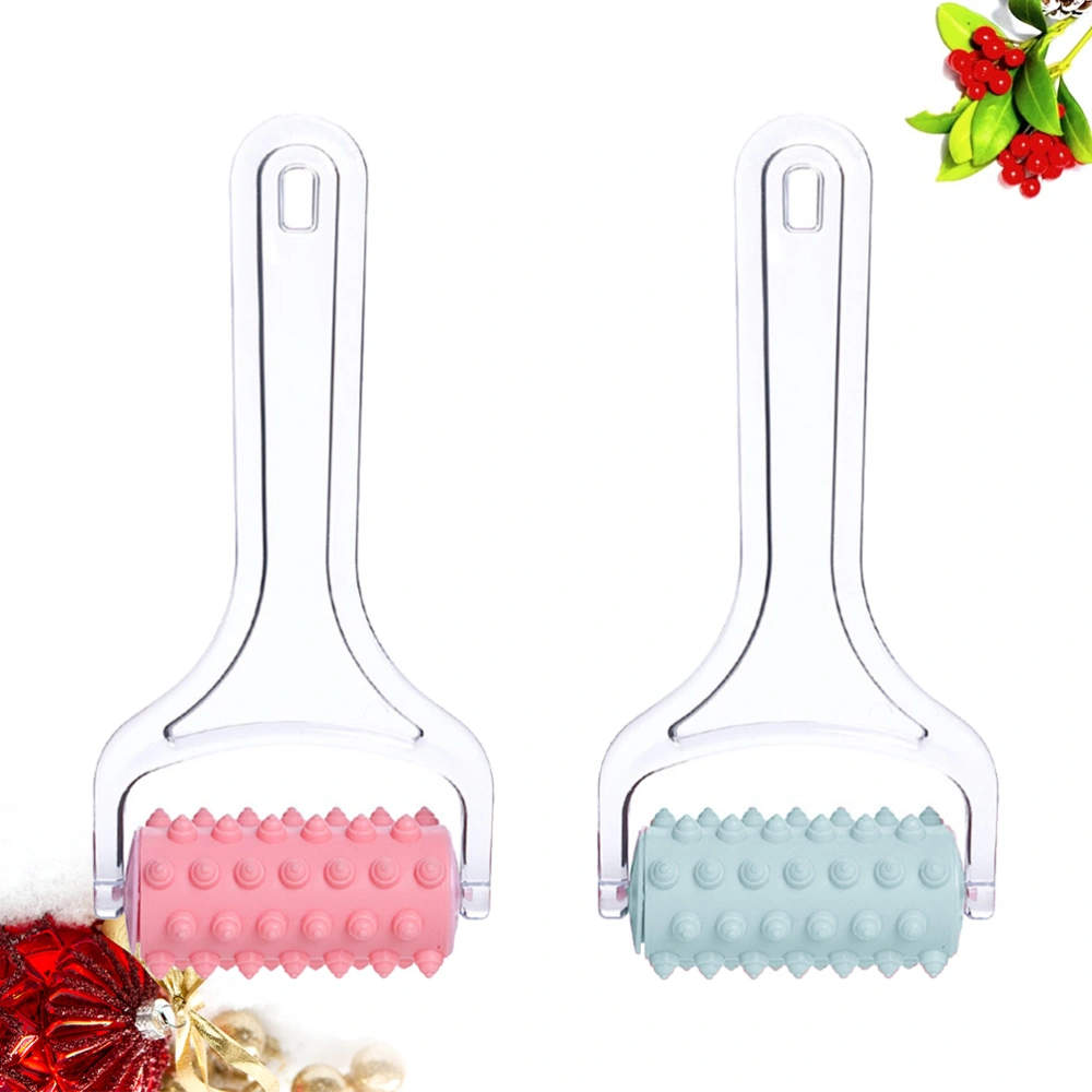 2pcs Handheld Massage Roller Full Body Arm Leg Particle Massager for Women Girls (Blue and Pink)