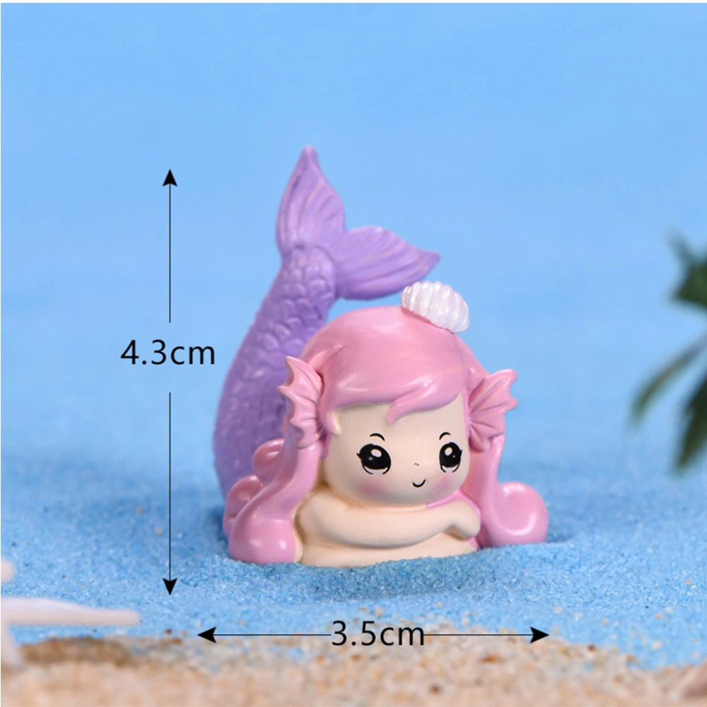 4pcs Mermaid Statue Resin Mermaid Crafts Micro Landscape DIY Gardening Bonsai Decoration Marine Landscape Accessories (Random Style, Assorted Color)