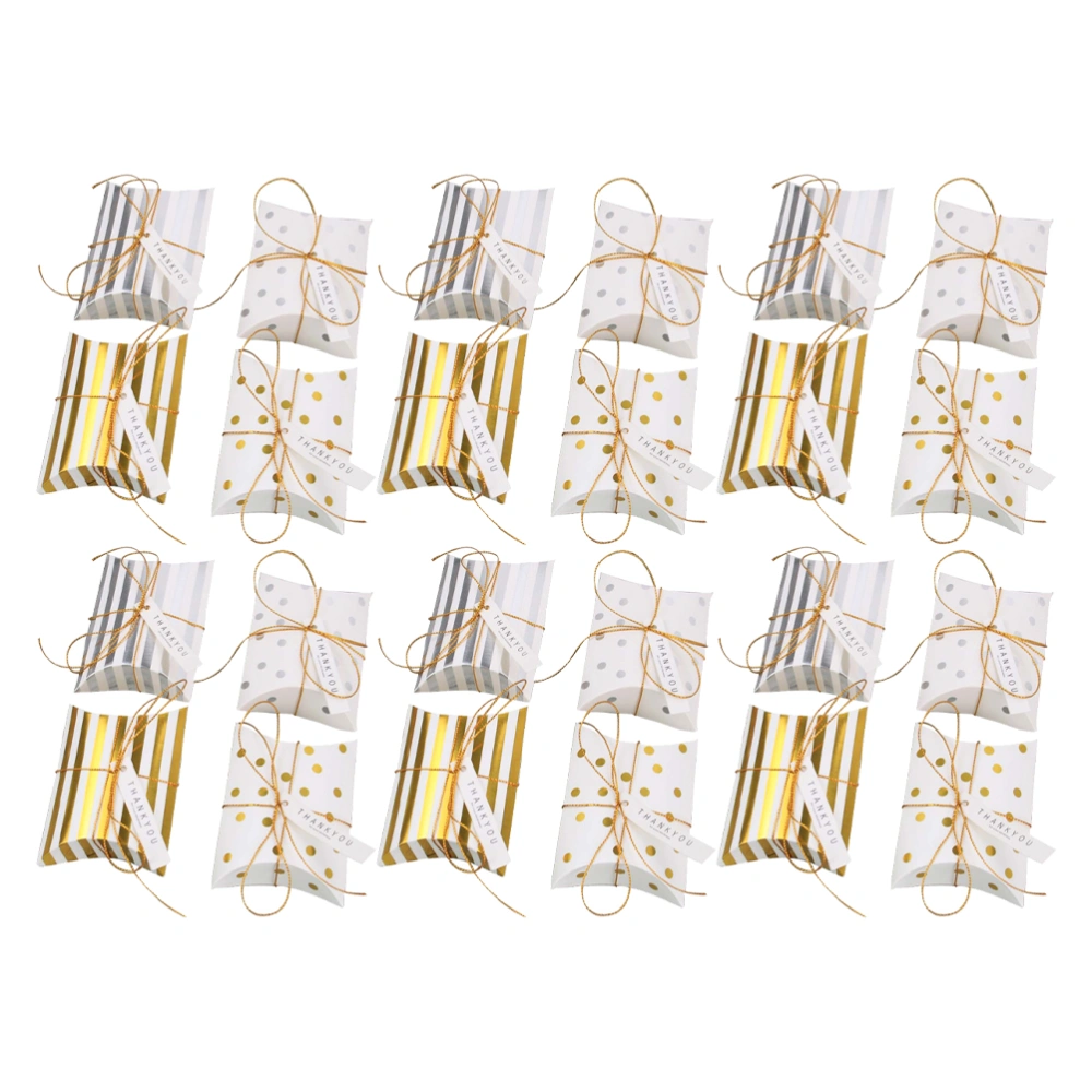 40Pcs Gold Stripes Boxes Paper Gift Boxes Paper Storage Boxes Pillow Shaped Box