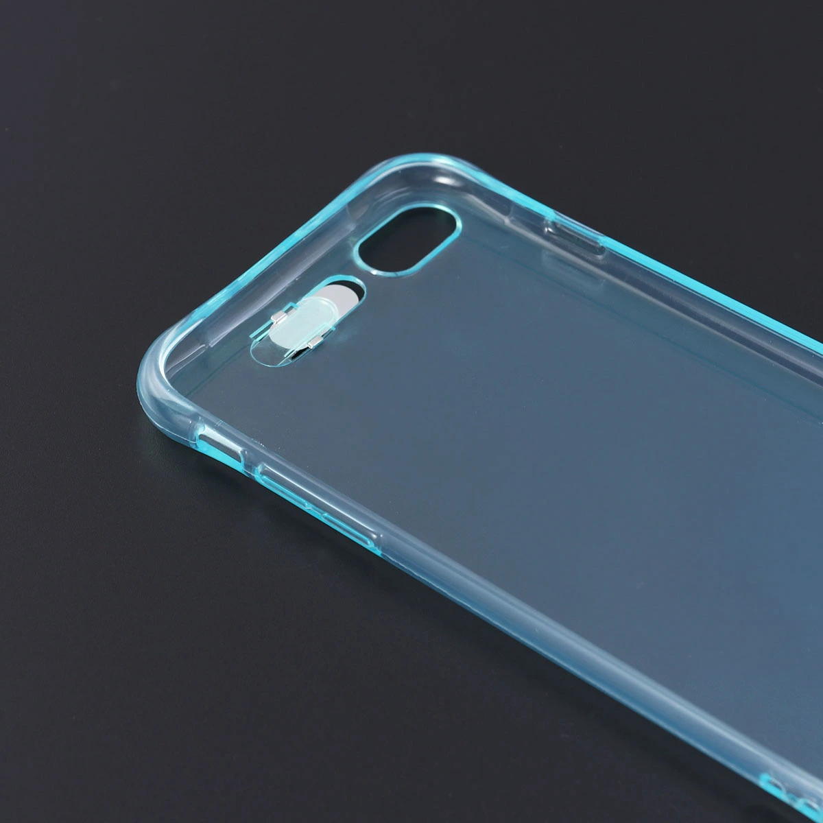 Slim Transparent Phone Cover TPU Flashing Phone Protective Case Scratch-resistant Cover for iPhone 7/8 Plus (Blue)