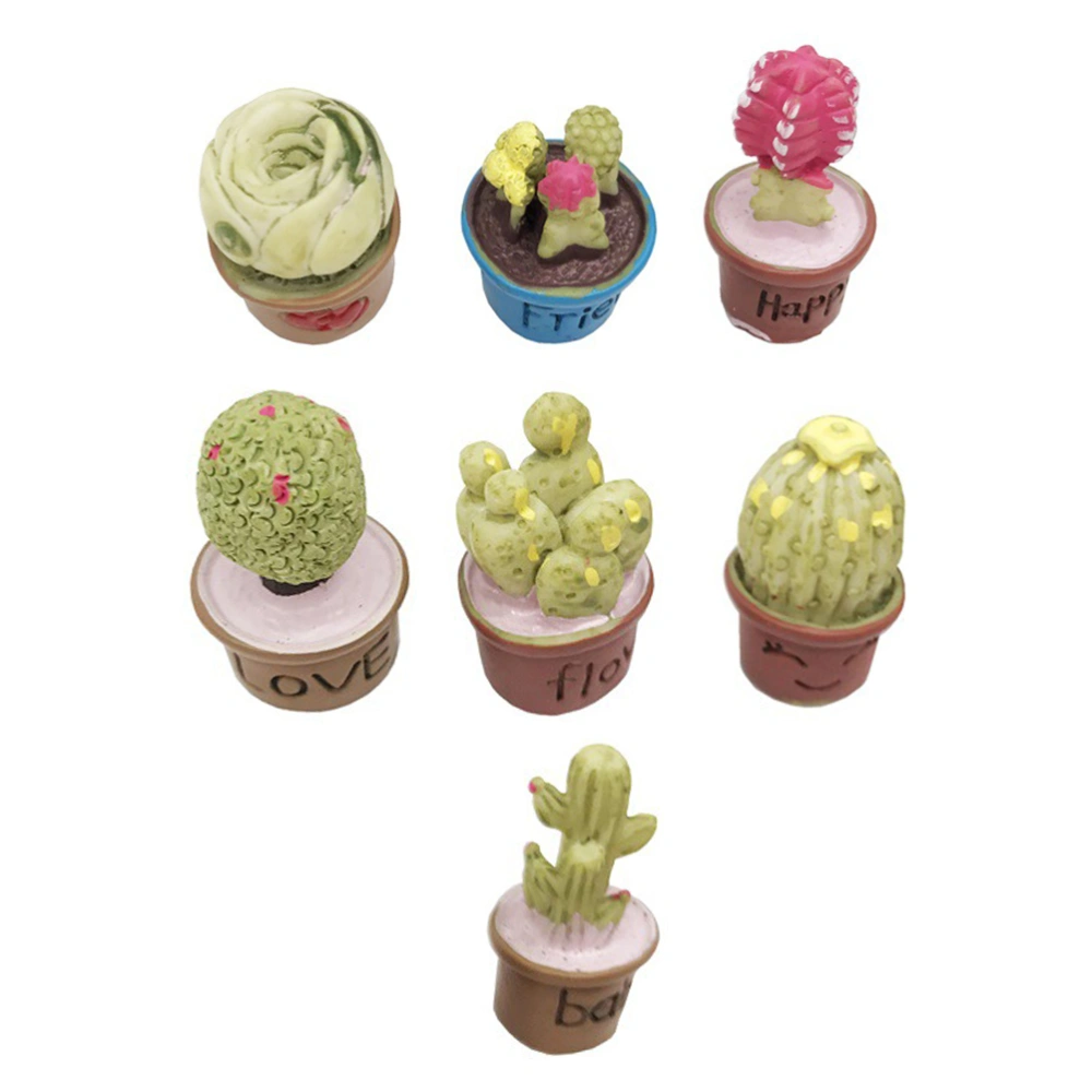 7Pcs Mini Potted Succulent Plants Artificial Potted Plants Mini House Furniture Miniature House Decors