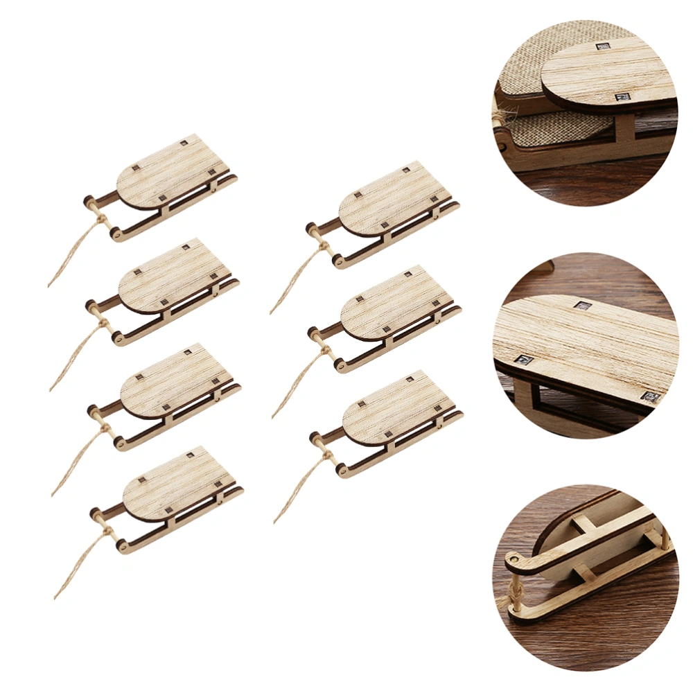 7Pcs Wooden Sleigh Decorations Christmas Tree Hanging Ornament Holiday Decors