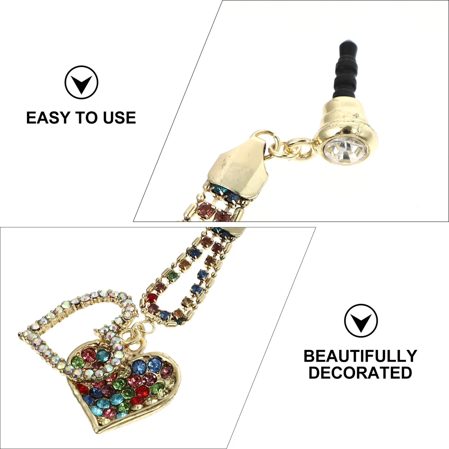 1Pc Fashionable Double Heart Shaped Phone Plug Delicate Earphone for 3.5 mm