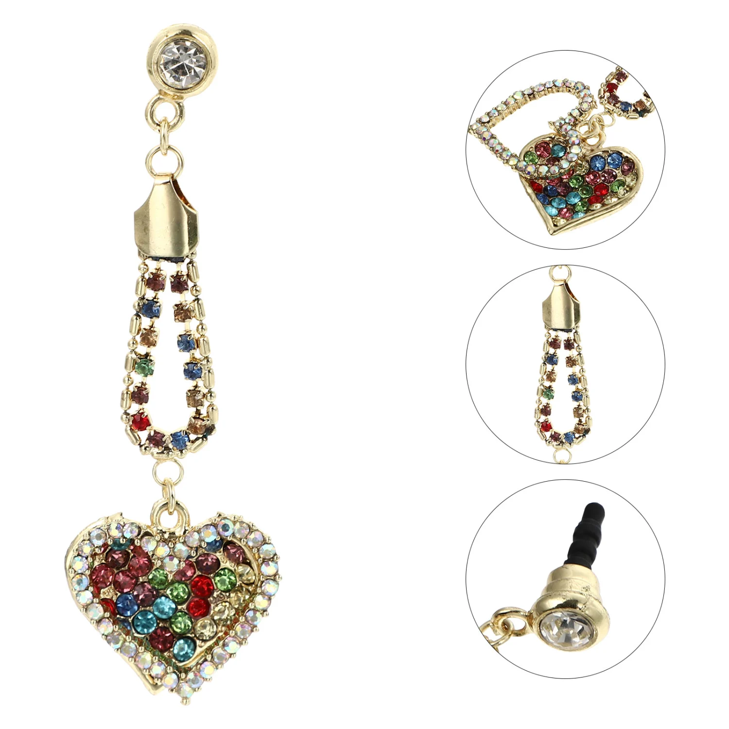 1Pc Fashionable Double Heart Shaped Phone Plug Delicate Earphone for 3.5 mm