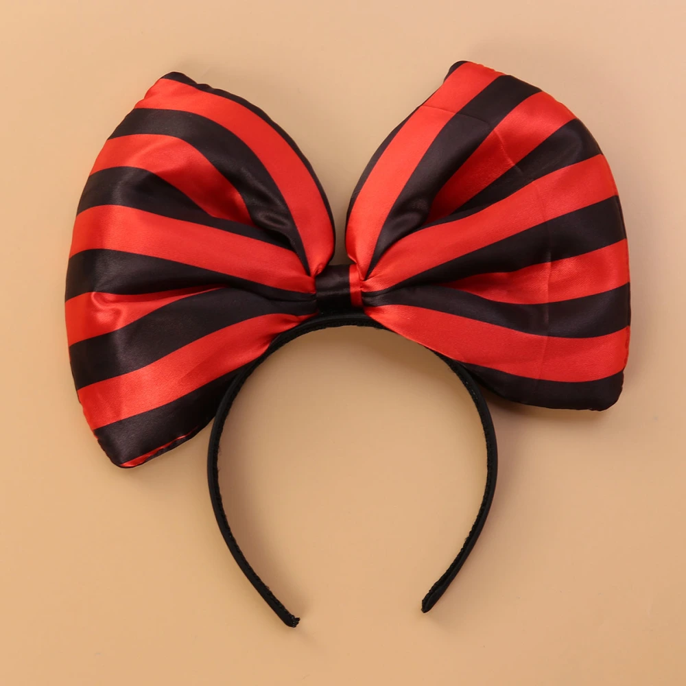 Simple Two-color Bowknot Headband Hair Hair Loop Hair Clasp Hair Band Hair Accessories Dress Accessories for Women(Red and Black Stripes)