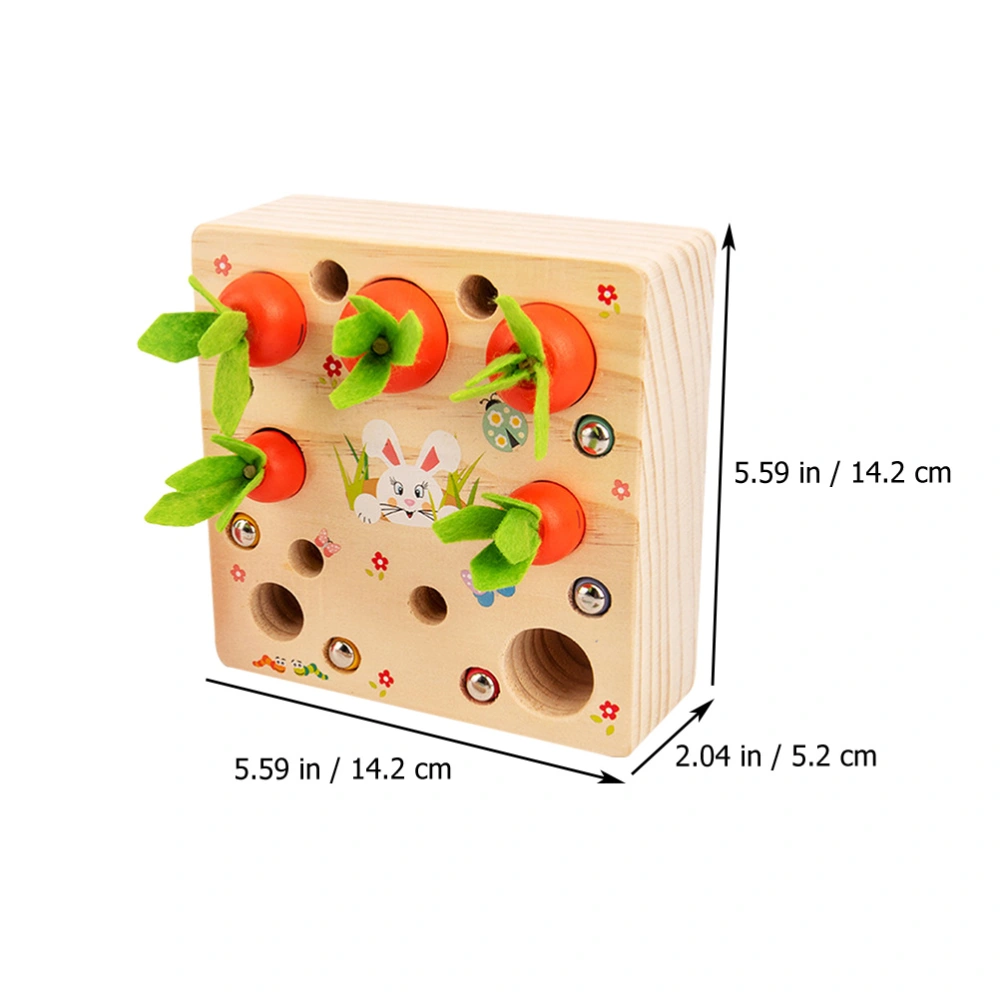 1 Set Wooden Catch Insects Toy Picking Radish Toy Magnetic Fishing Plaything