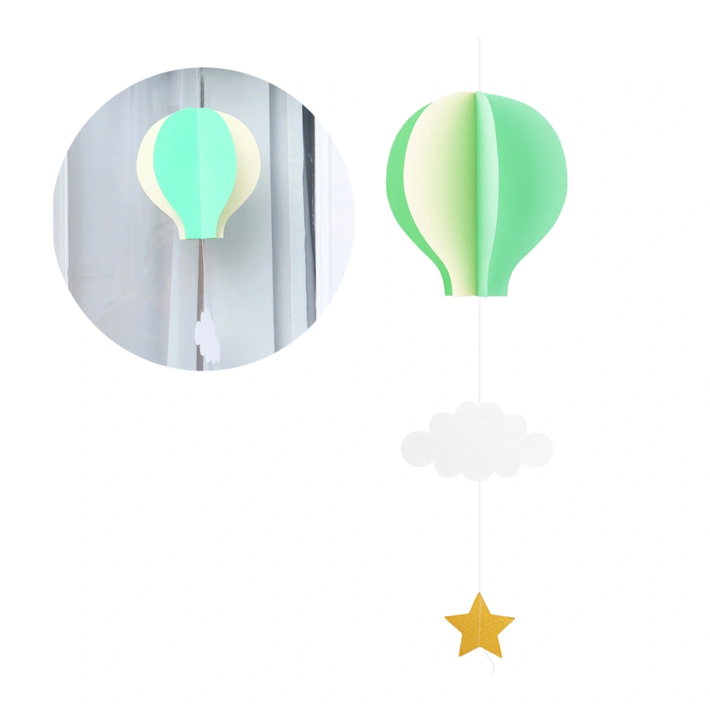 Paper Pendant Hot Air Balloon Cloud Shape Pendant Hanging Ornaments for Party Birthday Wedding (Hot Air Balloon Dark Green + Light Green + Beige)