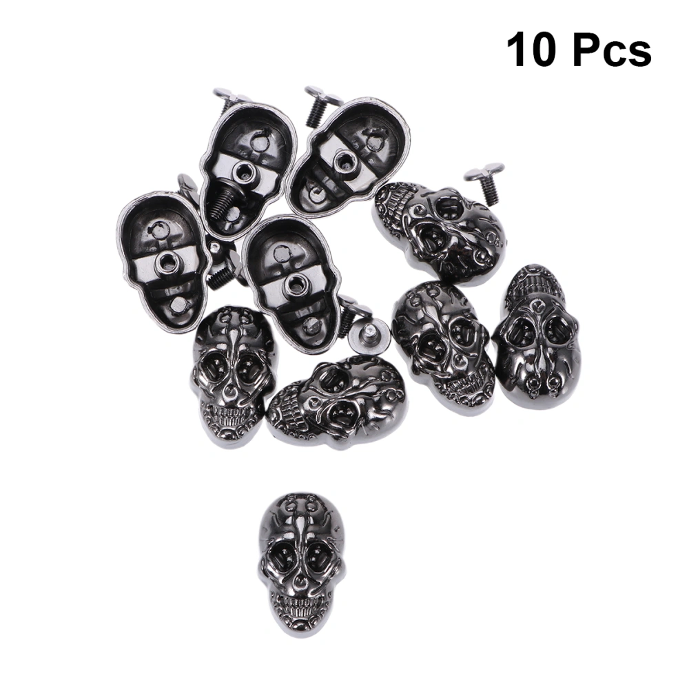 10PCS DIY Ghost Head Studs Punk Skull Stud DIY Rivet Accessories Shoes Bag Belt Garment Decoration Accessories Punk Studs Craft (Gun Color)