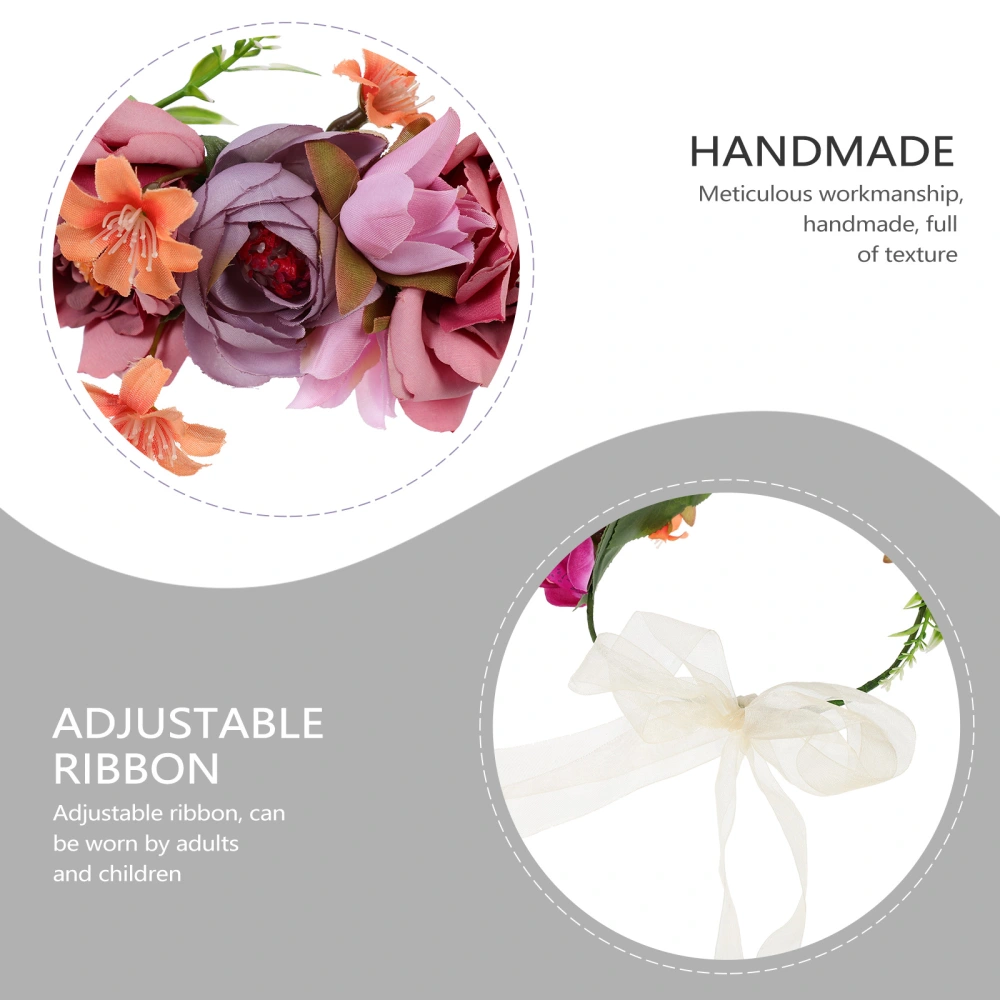 1pc Simulation Rose Garland Bride Hair Band Seaside Headwear Wedding Garland