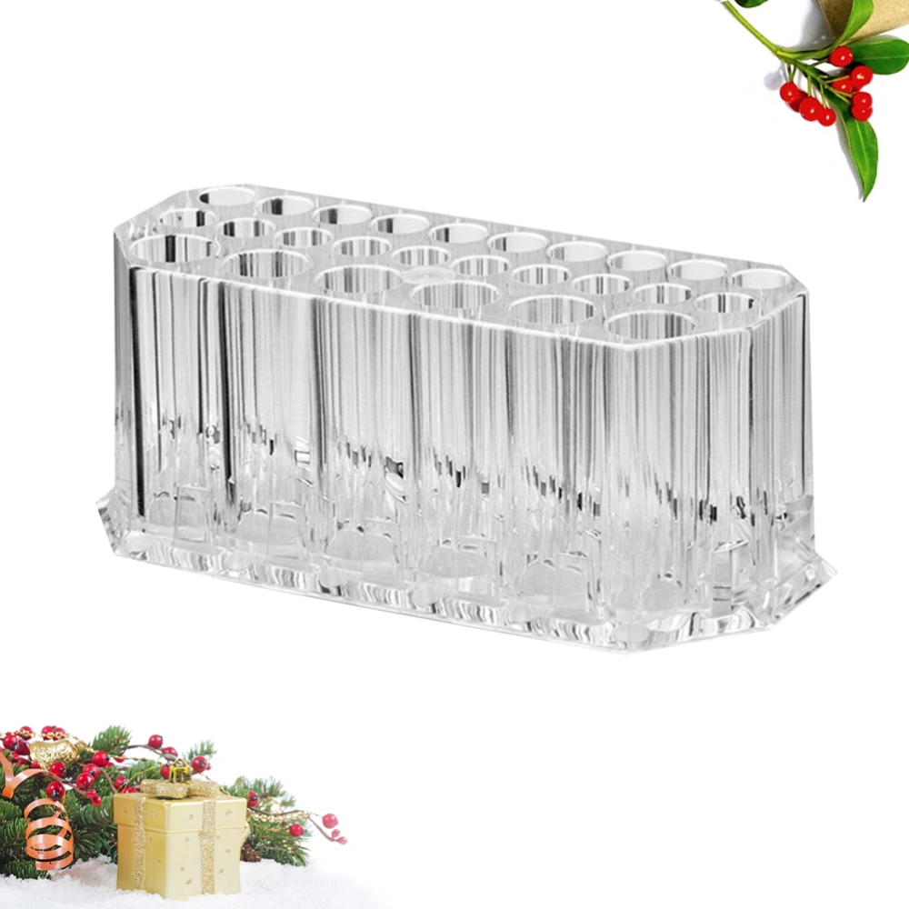 Transparent Acrylic Makeup Brush Eyebrow Pencil Display Holder 26 Slots Eyeliner Lipstick Stand Container Desktop Organizer