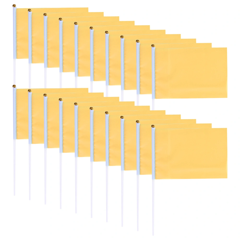 100pcs Handheld Square Flags Solid Color Mini Flag Party Supplies Party Celebration Flags (Yellow)