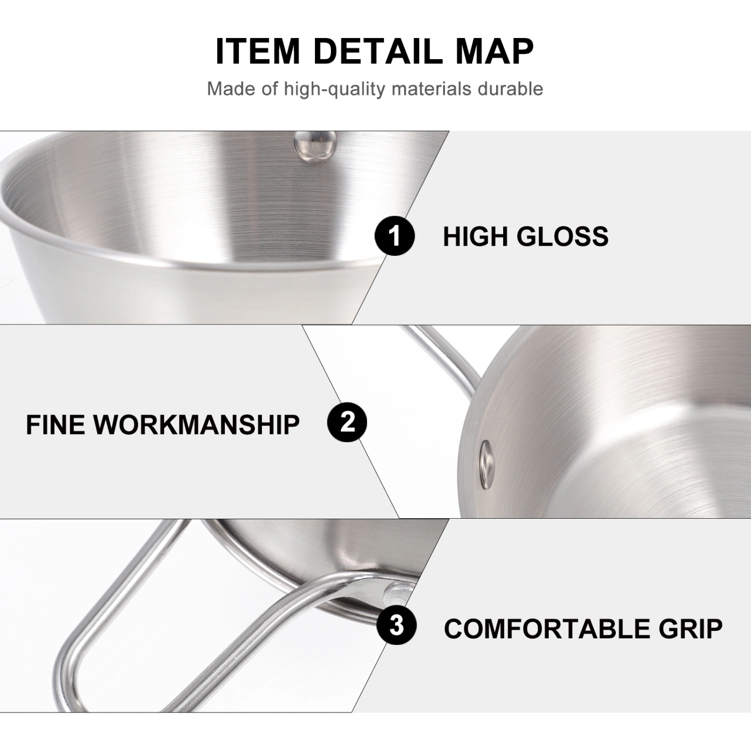1 Pc Practical Stainless Steel Bowl With Handle Exquisite Korean Cuisine Bowl Cold Bowl